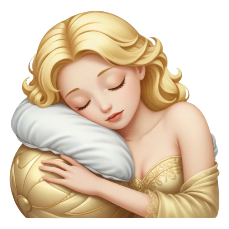 Cinematic Realistic Sleeping Cinderella Portrait, portrayed with exceptional realism: her luminous porcelain skin and exquisitely detailed golden-blonde hair lie softly under the gentle caress of natural light. Her eyes are peacefully closed in a serene, dreamlike slumber, and every fold and shimmer of her iconic ball gown is rendered with painstaking detail. The overall composition radiates a quiet, enchanting glow that encapsulates the timeless, restful beauty of a princess lost in a gentle, magical dream. sticker