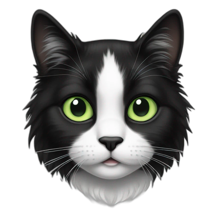 dumb looking tuxedo cat long haired green eyes black white sticker