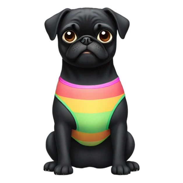 Black pug in a swimsuit bikini sticker
