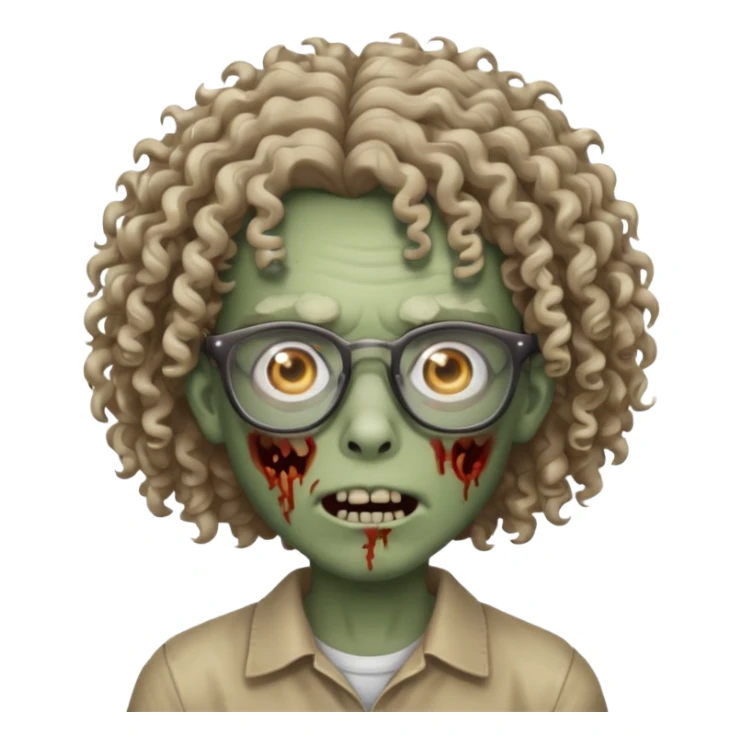 curly hair zombie with glasses sticker