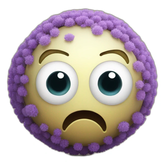 3d sphere with a cartoon allium texture with big childish eyes sticker