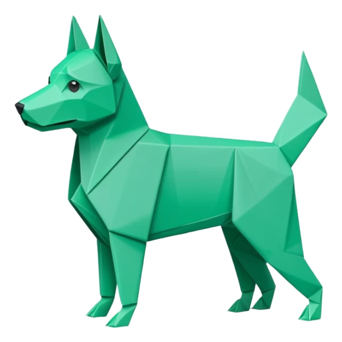 origami dog in color green mint rgb(168, 251, 211) sticker