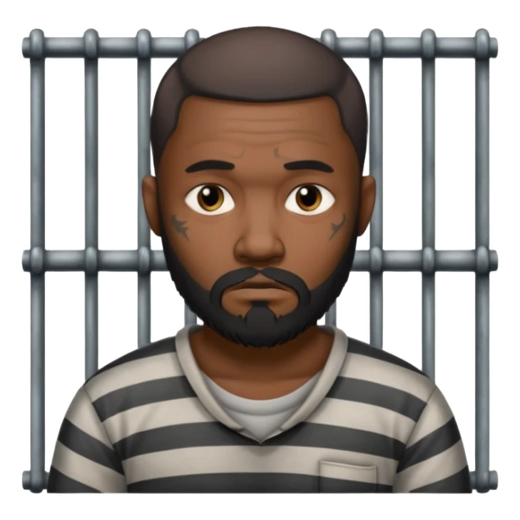 sad black tattooed bearded male prisoner sticker