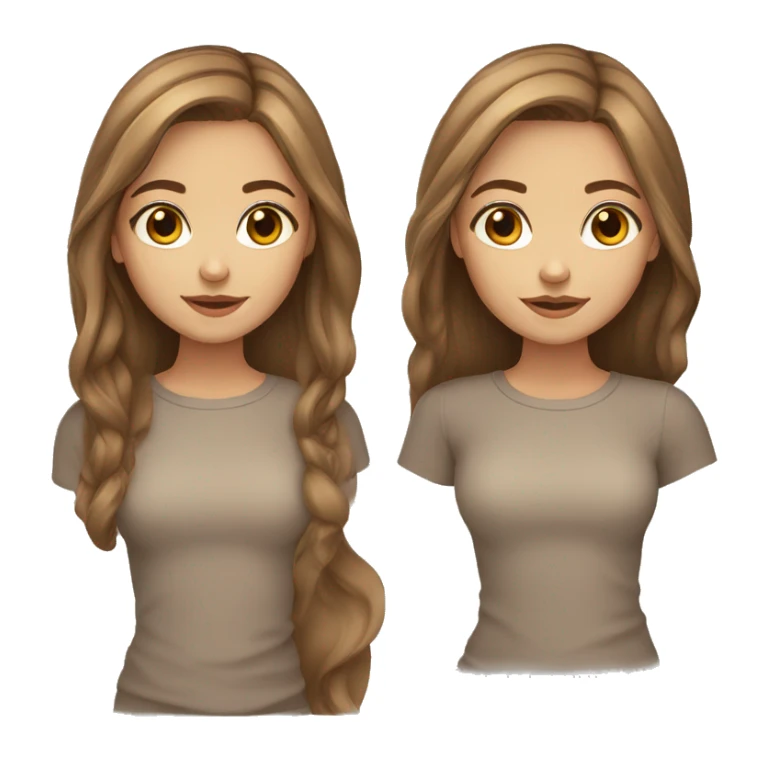 Middle part light brown hair with brown eyes girl sticker