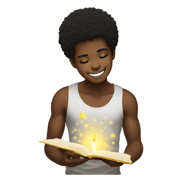 Afro black hair boy pray to smile new year confetty  sticker