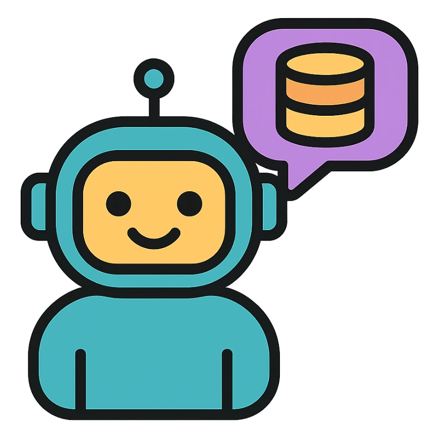 colored icon of an AI agent named NL2Cypher with a speech bubble and database symbol sticker