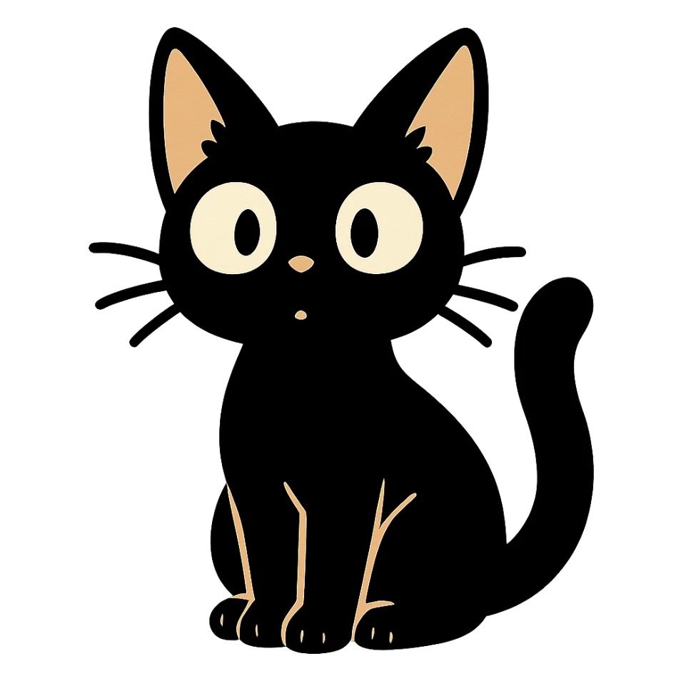 bold ghibli style icon of a cat sticker
