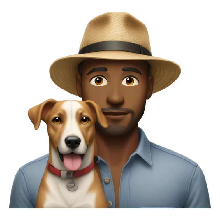 realistic solo male with hat and dog sticker