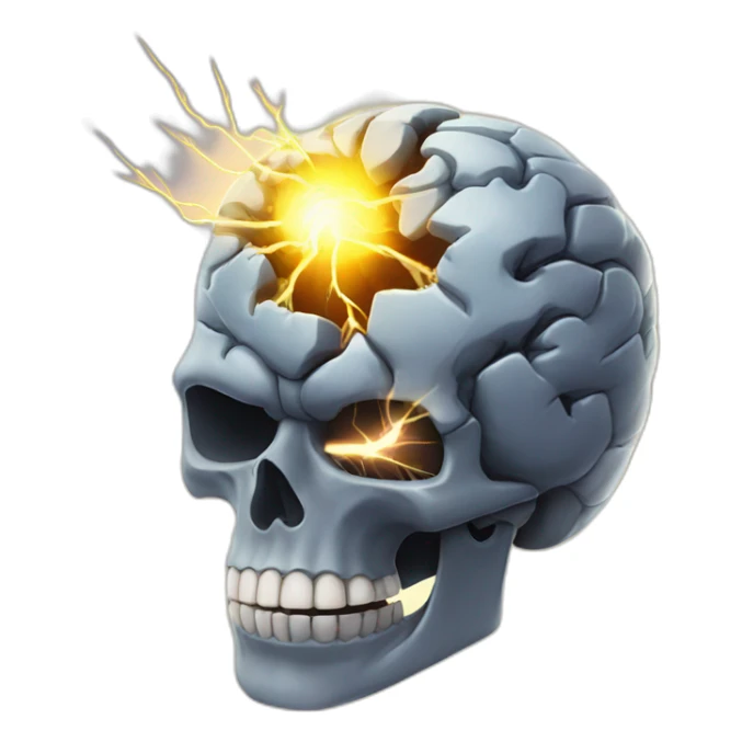 Super brain inside a skull with lightning coming out of it sticker