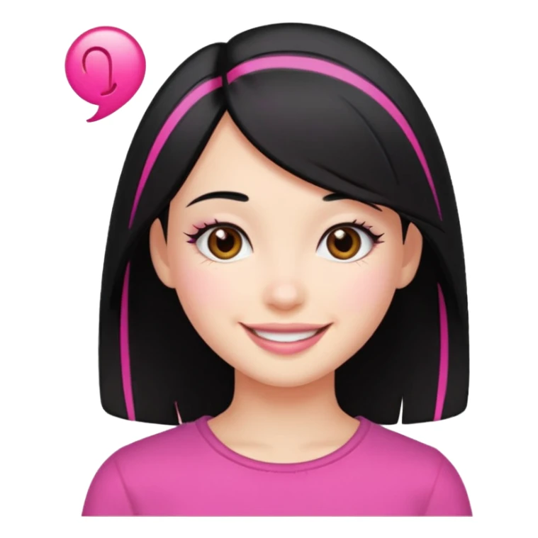 girl with black hair and pink streak by ear sticker