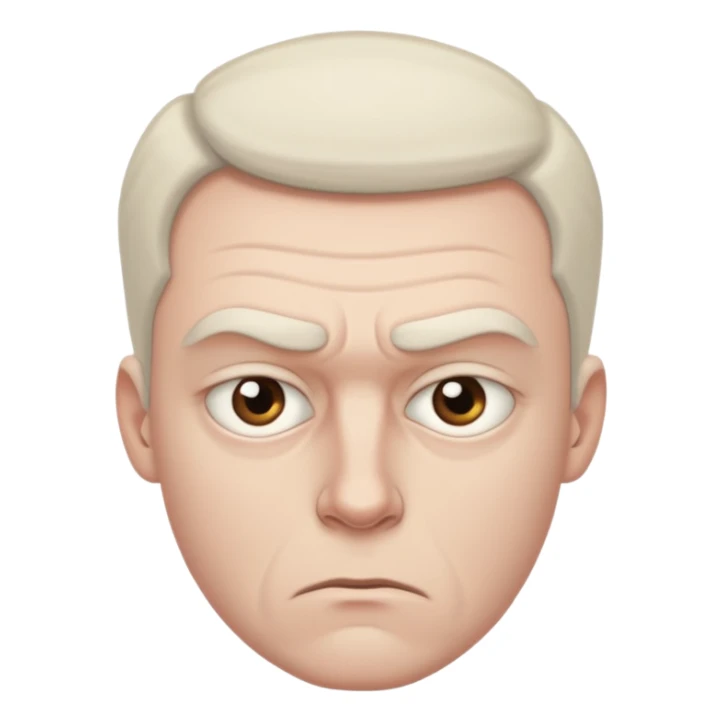 a white man with a suspicious look sticker