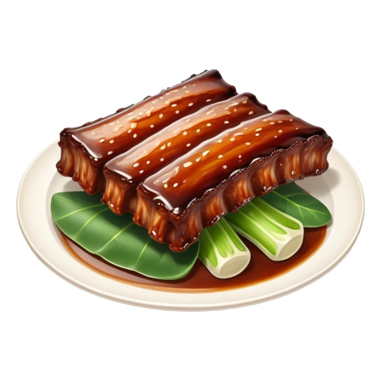 cinematic-realistic-barbeque-ribs-dish-emoji,-depicted-as-succulent,-slow-cooked-ribs-with-a-sticky-smoky-glaze-rendered-with-rich-textures-and-dynamic,-appetizing-lighting. baby back spare ribs sticker