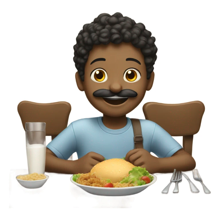 smiling boy with mustache enjoying food sticker