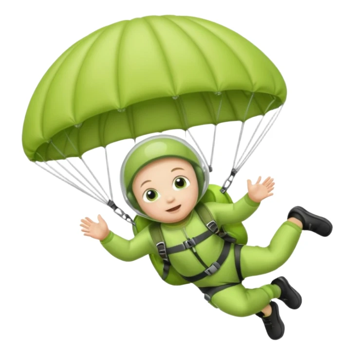 Skydiving baby with parachute and UFO lime sticker