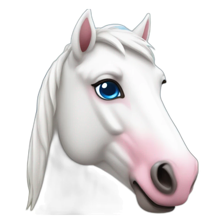 White horse with pink nose blue eyes brown ears sticker