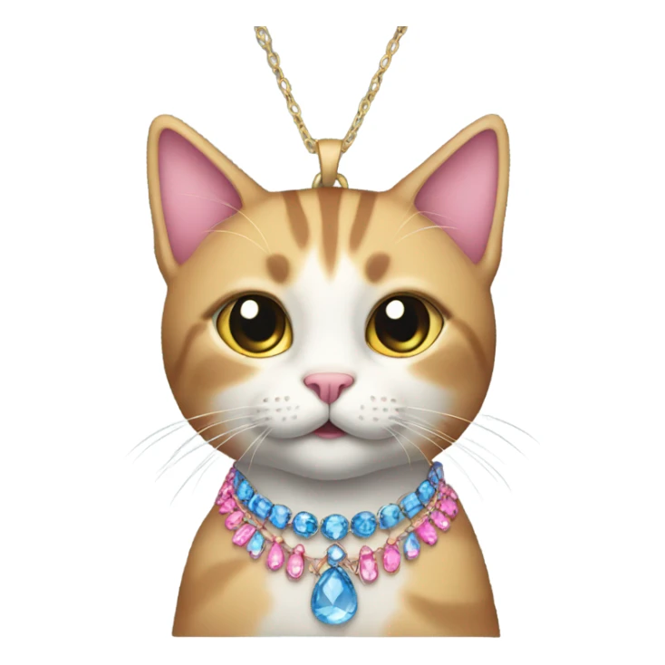 Cat in blue, and pink necklace  sticker
