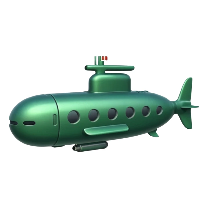 green mini single submarine in cartoon  sticker
