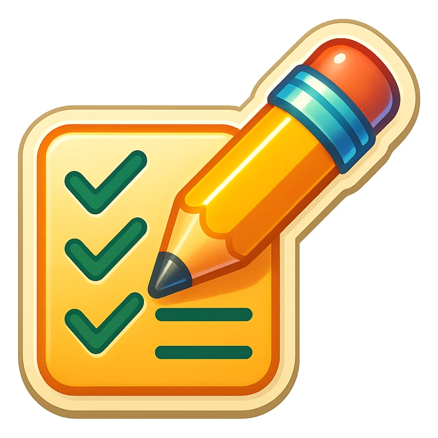emoji style sticker of a pencil writing on a task list sticker