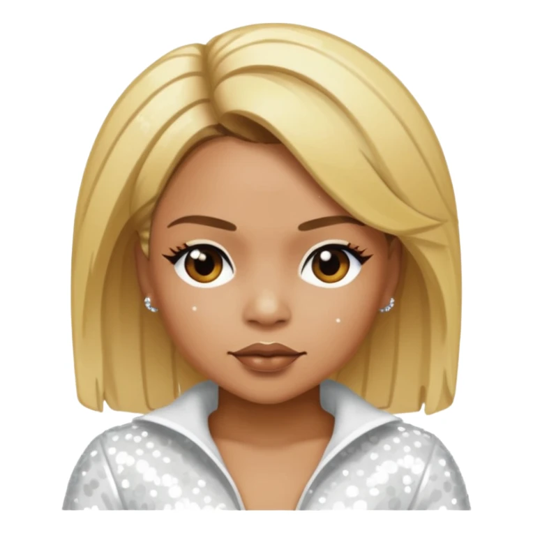 T-Boz from TLC with blonde hair, white sequin outfit sticker