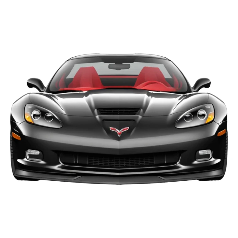 black 2006 Chevrolet Corvette C6 ZR1 with a red headlight, simplified, expressive, front view sticker