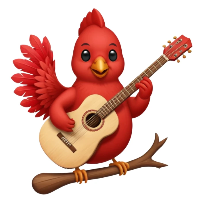 Happy Cardinal bird with a guitar sticker