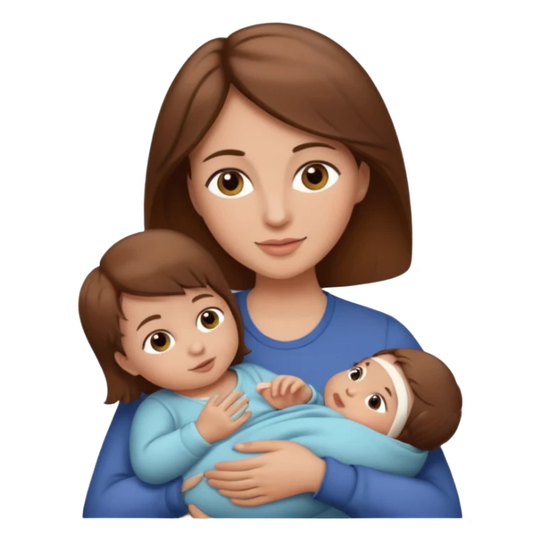 Mother holding infant brown hair fair skin sticker