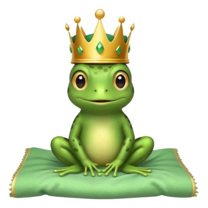 cute little frog with crown on head sitting on bed sticker