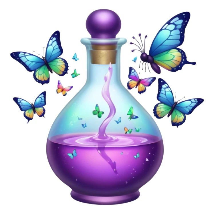 Potion bottle bursting into butterflies mid-sip sticker