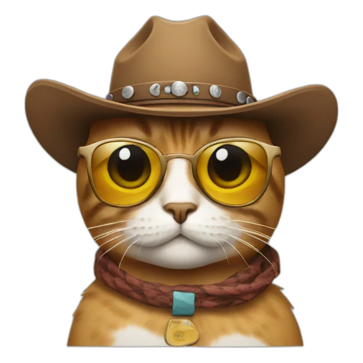 cat with sunglasses and cowboy hat sticker
