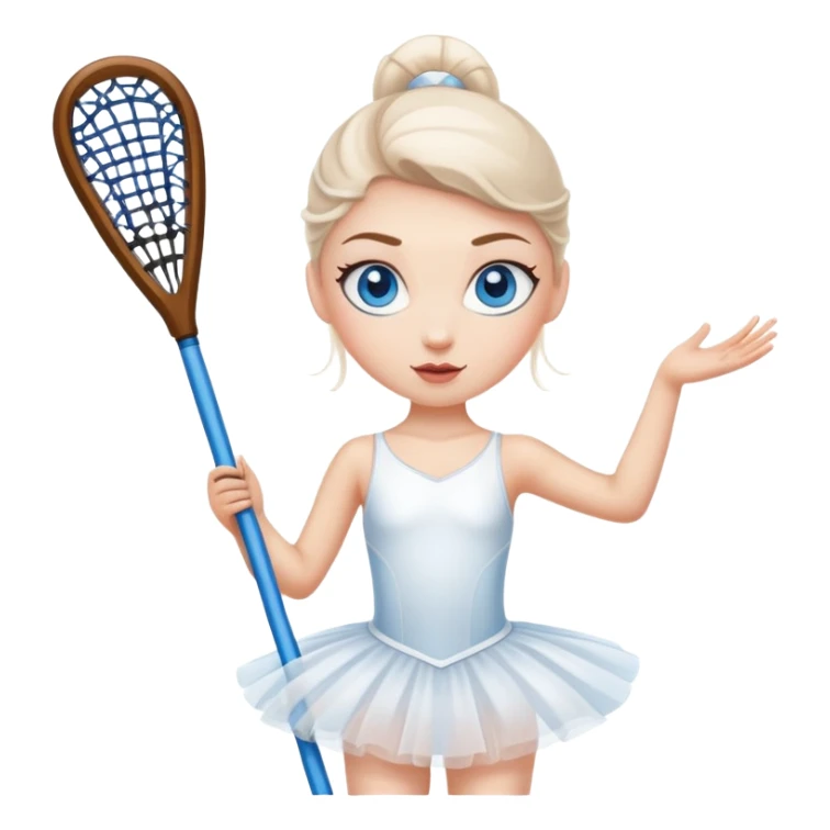 White Ballerina playing lacrosse with blue eyes  sticker