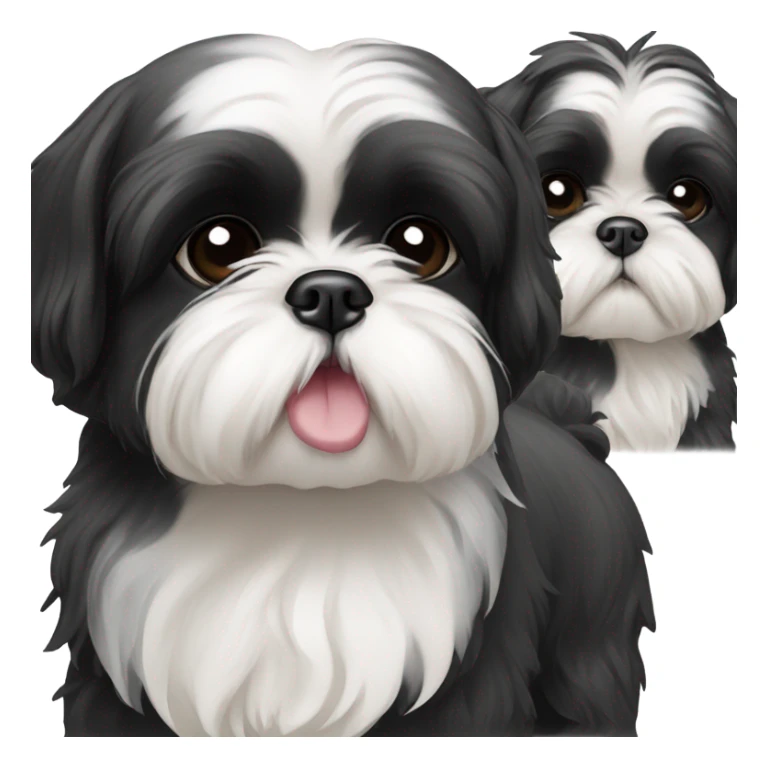 Two black and white shitz tzu puppies  sticker