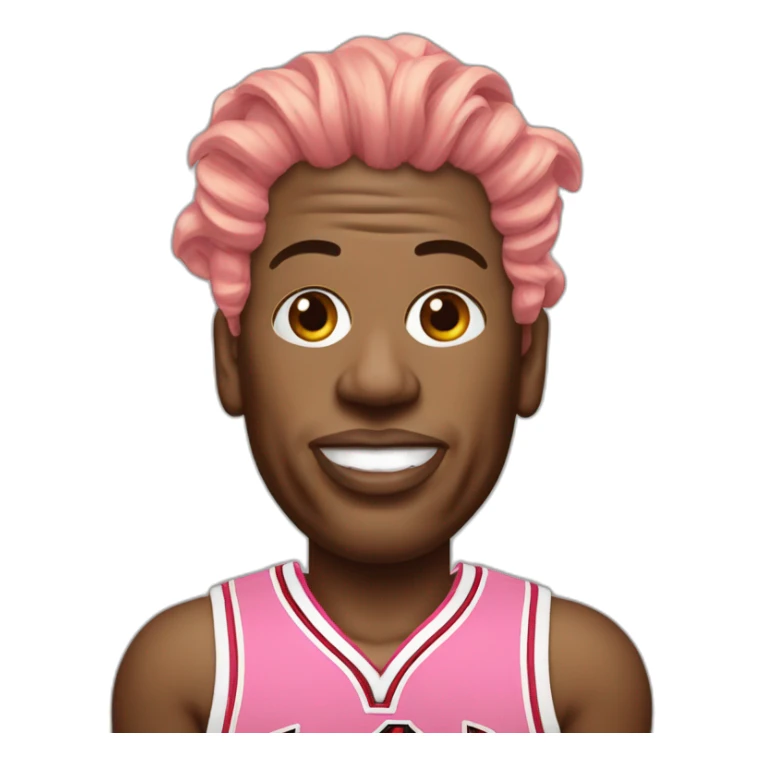 Dennis Rodman head with pink hairs and bulls’ jersey sticker