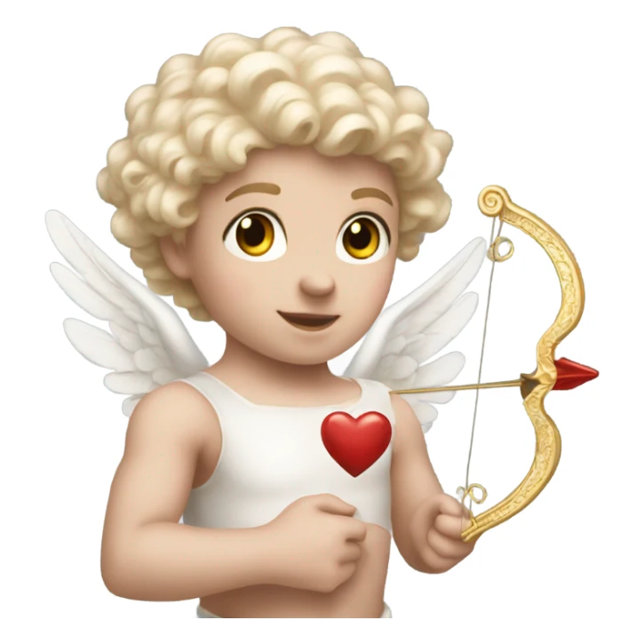 Realistic pale Cupid holding his heart bow sticker