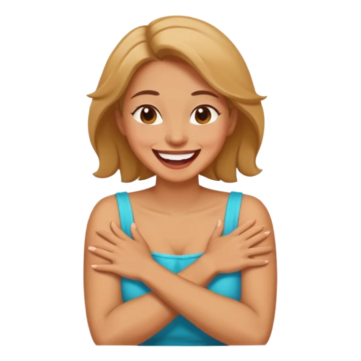 Woman with arms crossed over neck laughing sticker