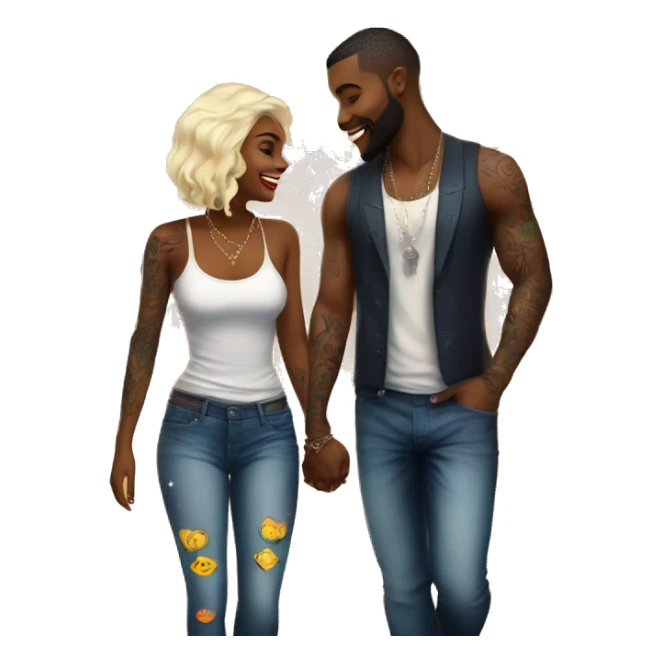 Romantic carnival date for beautiful tattooed couple sticker