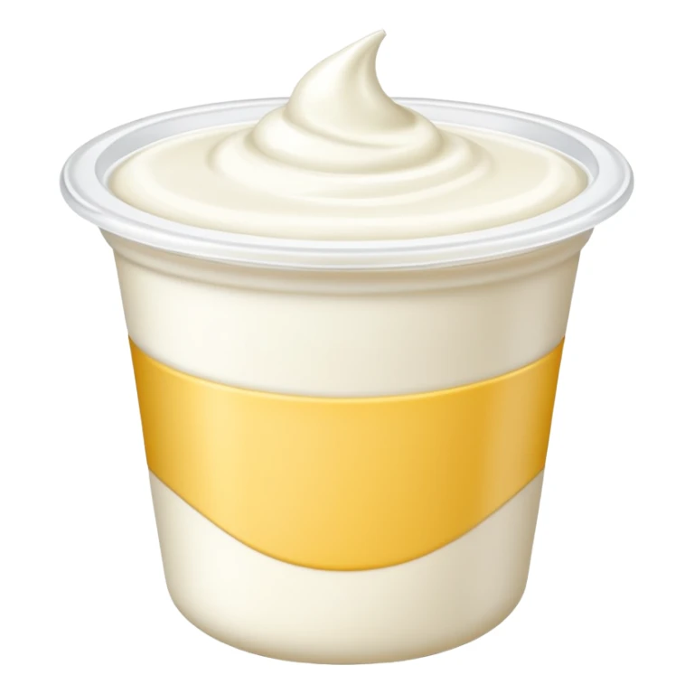 sealed yogurt cup with creamy surface hint. sticker