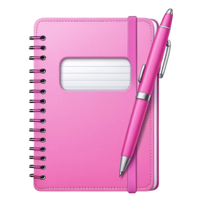 make a notebook with a pen with very girly pink tones. sticker