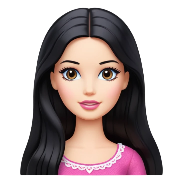 long black hair barbie sticker
