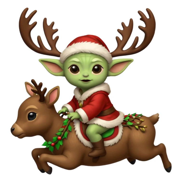 baby yoda rriding eindeer christmas sticker