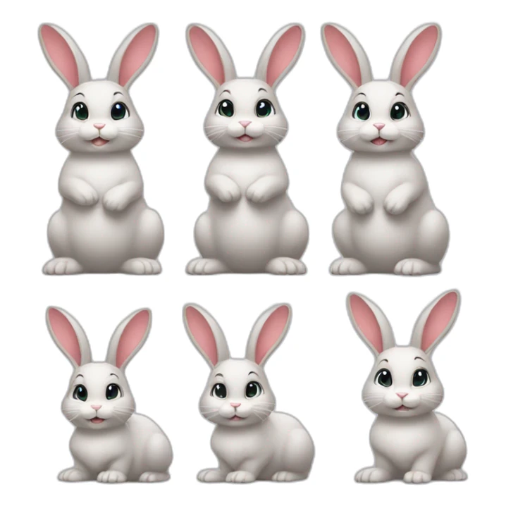 Group of 9 different bunnies sticker