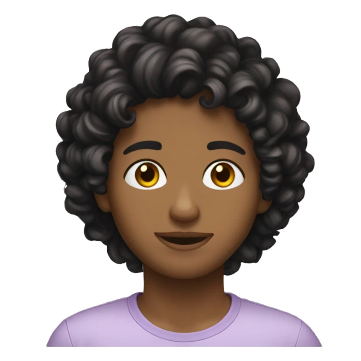 Hispanic emoji with hazel eyes black loose curly hair reading sticker
