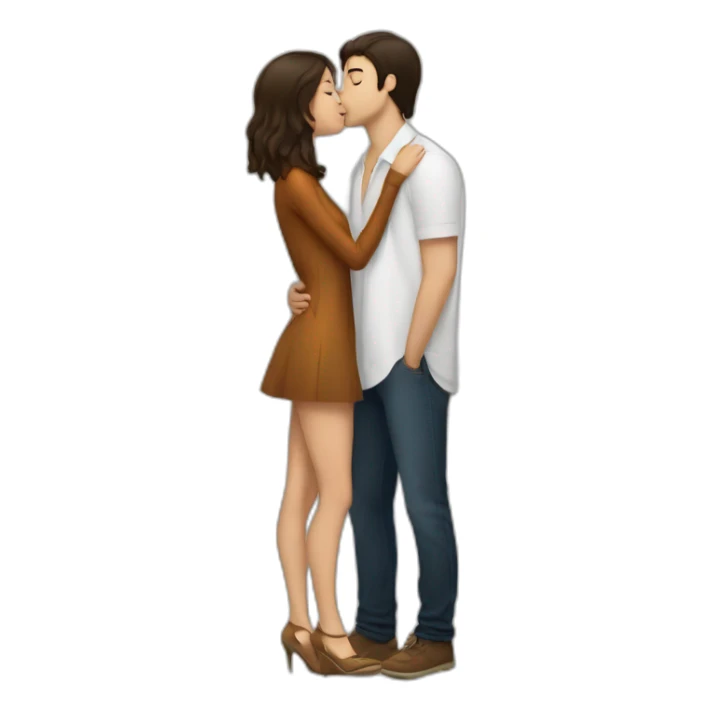 brune petite kiss a white tall guy sticker