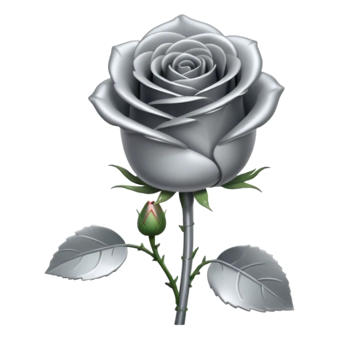 gray metal chrome rose, without green leaves, just flower sticker