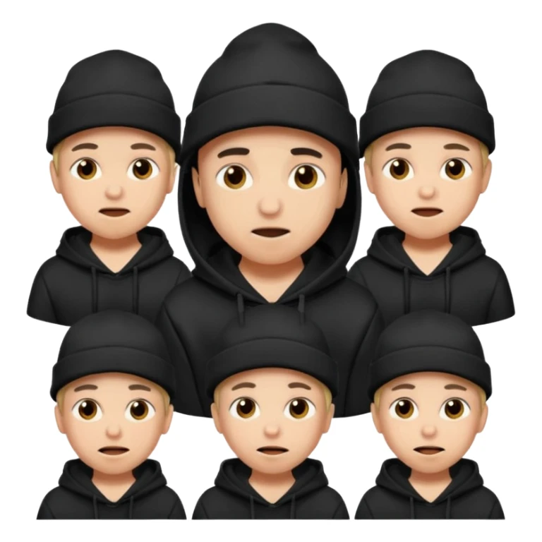 Criei um emoji utilizando boné preto e moletom preto com várias expressões  sticker