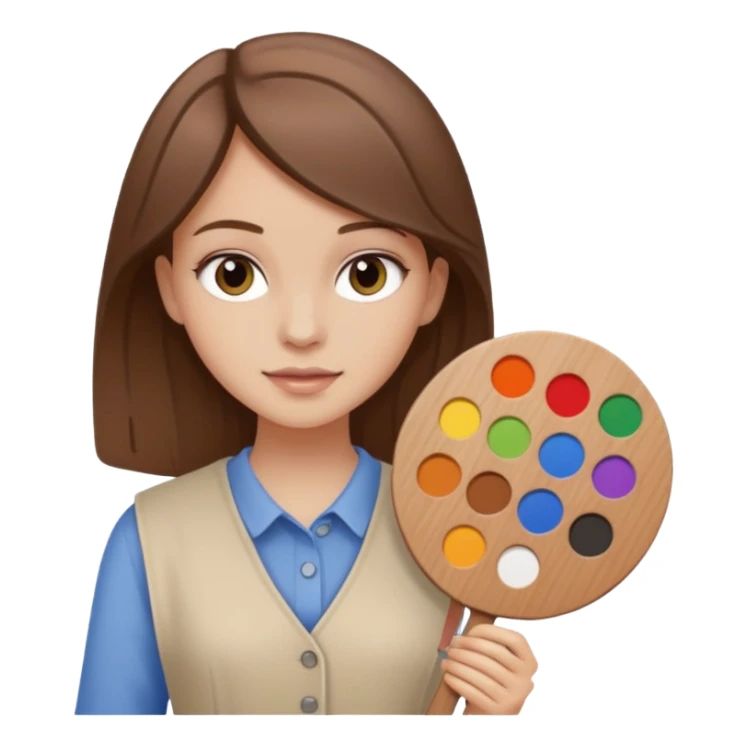 White girl brown hair around 8 with Colour palette and malbert  sticker