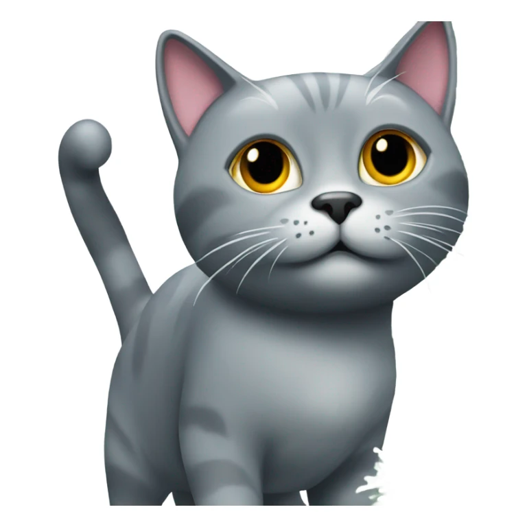 Gray cat made of Chrome looking up into a christmas tree very happy sticker