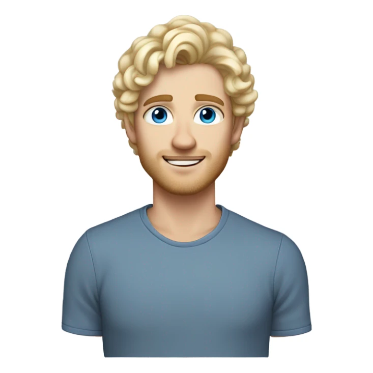 short curl blonde 30yo man blue eyed pale skin raised hand sticker