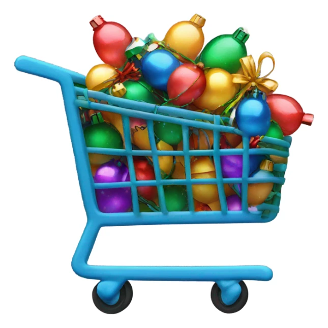 shopping cart wrapped in christmas  lights  sticker