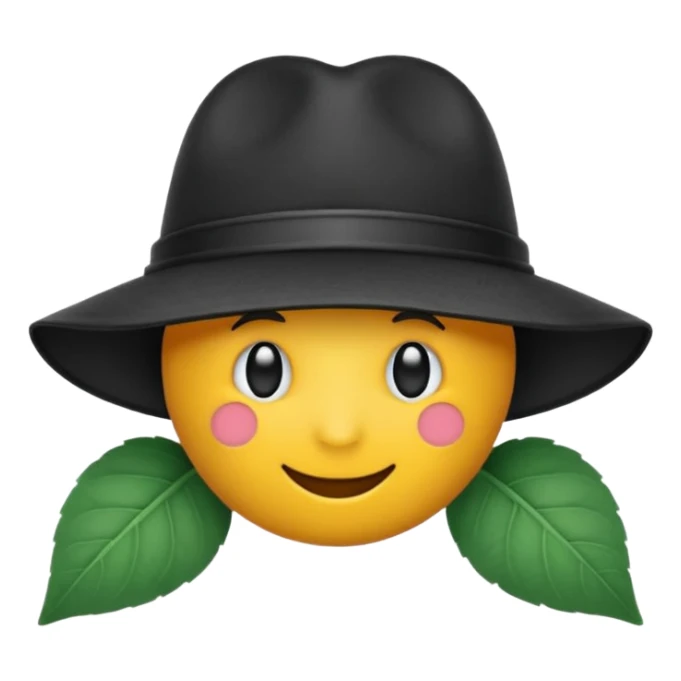 créer un emoji farfadet en noir et blanc, en traçant que les contours, sans pot de pièces dans la main et avec un trèfle à 4 feuilles sur le chapeau sticker