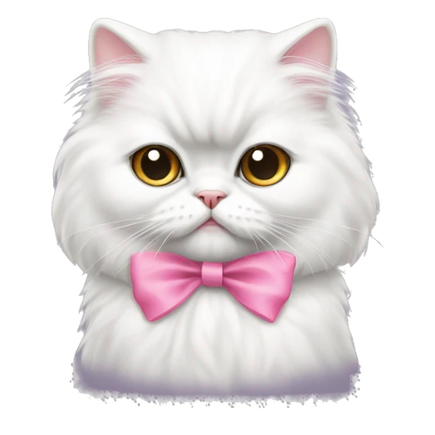 Cute white persian cat with a pink bow  sticker
